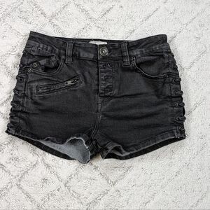 Free People Shorts Women's 26 Black Coated Lone Ranger Lace Sides Button Fly
